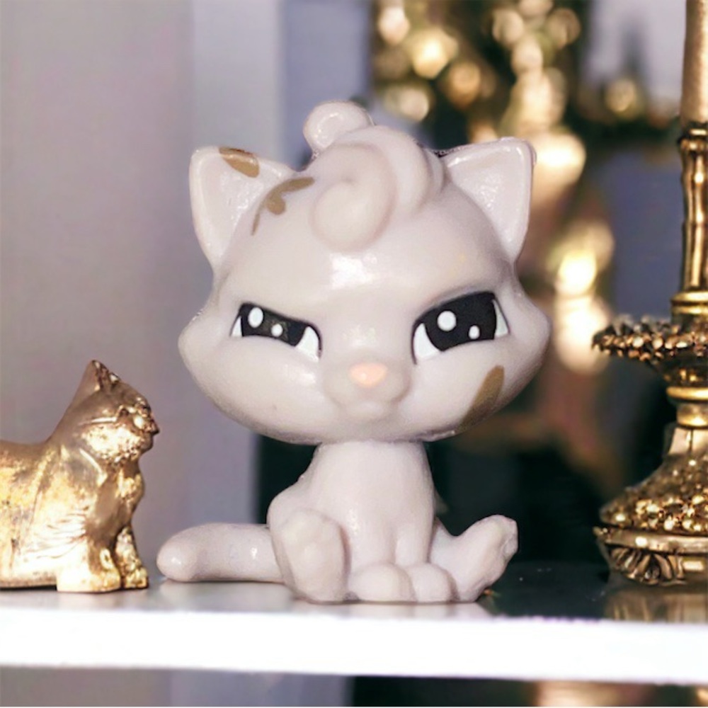 littlest pet shop # 2-80 catlett scrapper gray kitty cat kitten